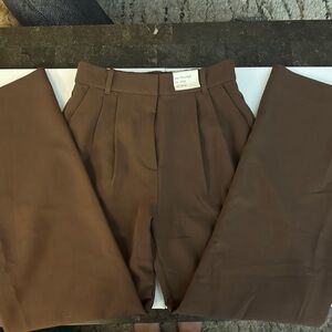 Abercrombie and Fitch Brown Wide Leg Pleated Trousers